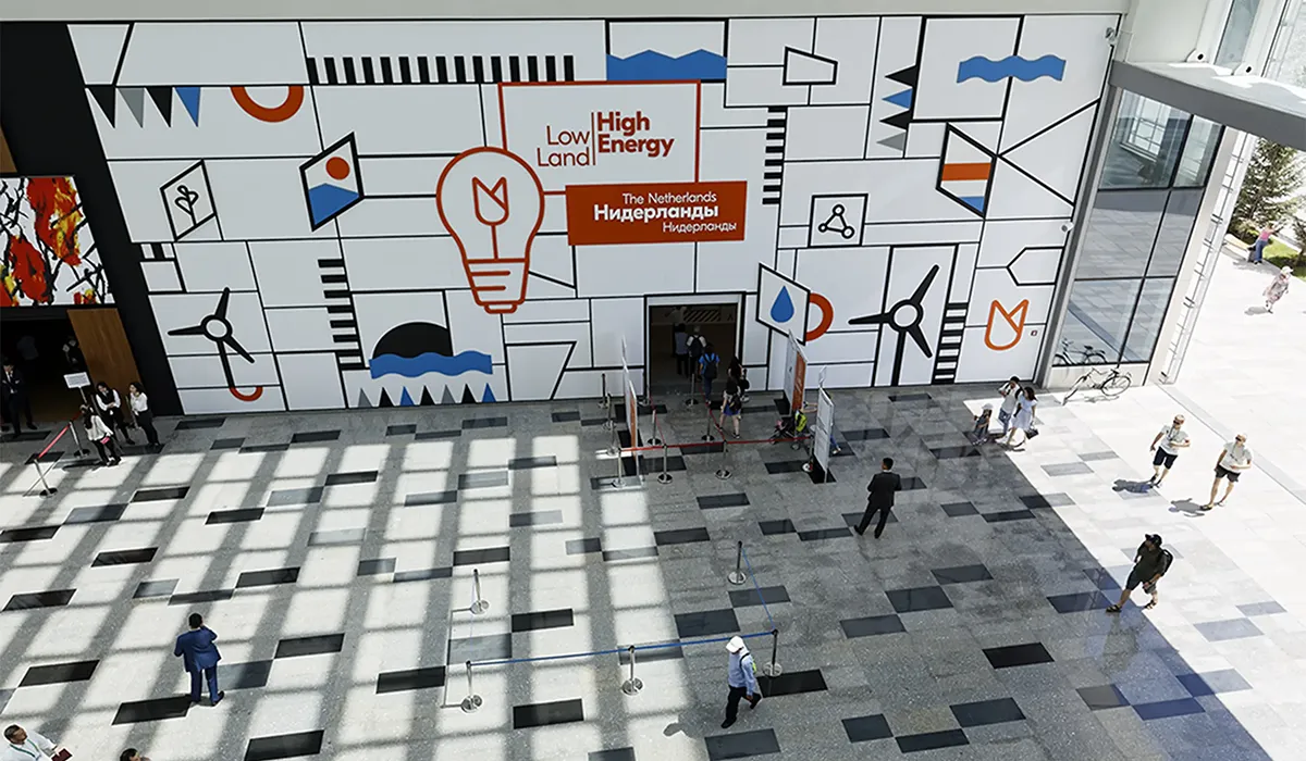Bird view photo of the Dutch Pavilion Experience Center, realised by Hypsos