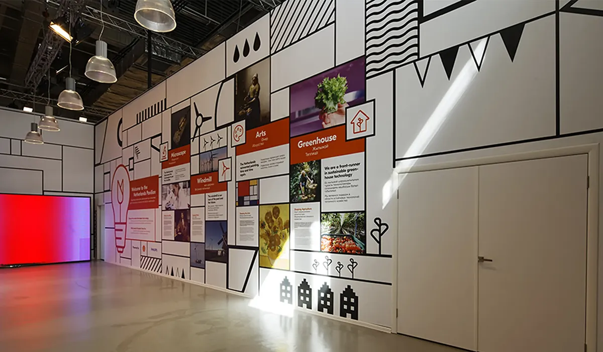 Overview photo of Dutch Pavilion Experience Center, realised by Hypsos