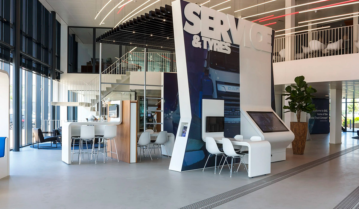 BAS Trucks reception area realised by Hypsos at the Experience Center in Veghel