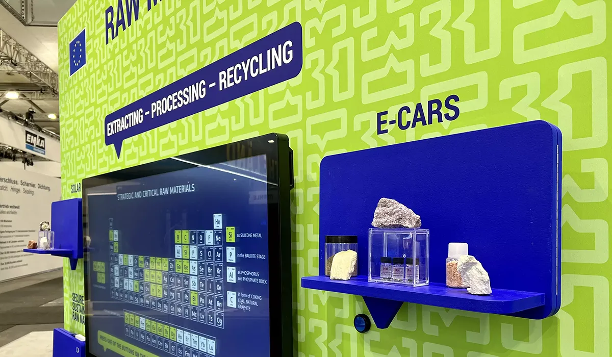 Detail of the Hypsos exhibition stand for client European Commission at HMI 2023