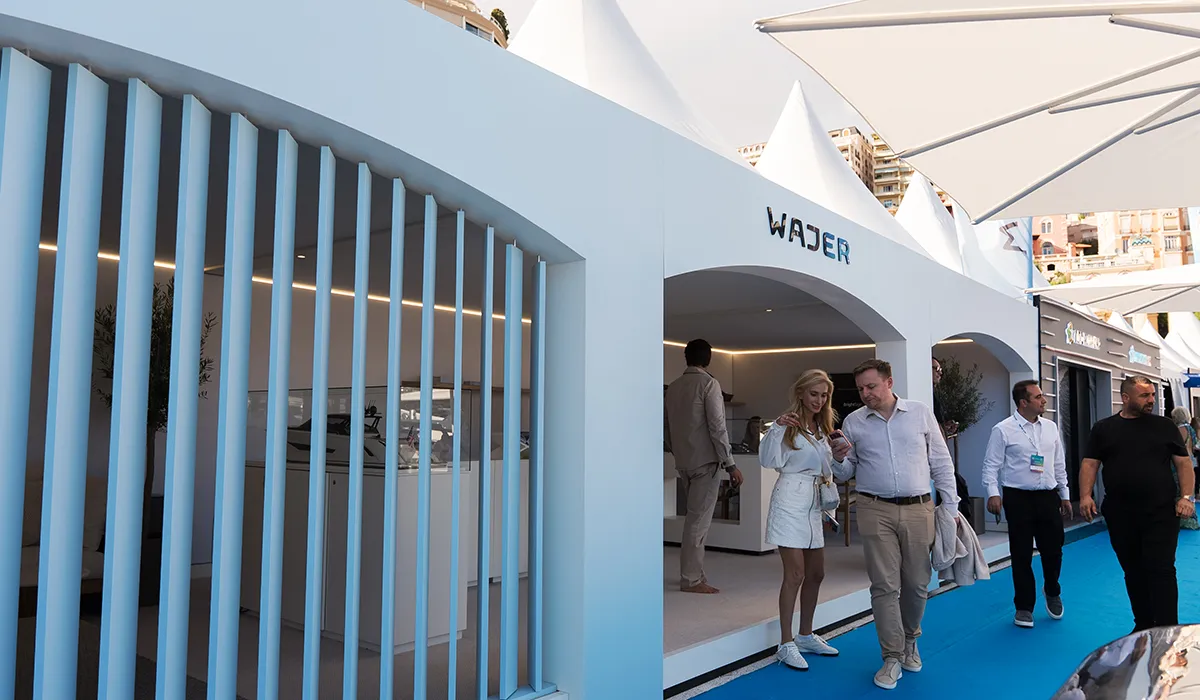 Brand environment created by Hypsos for Wajer at the Monaco Yacht Show 2025