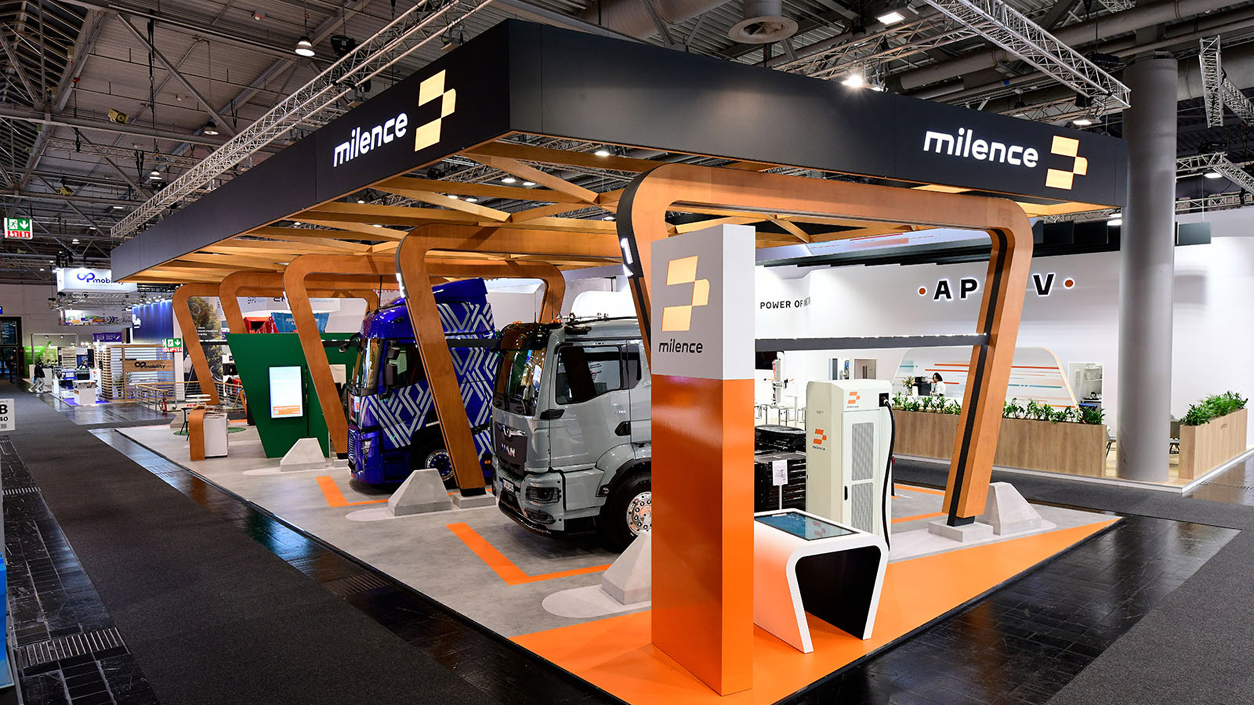 Detailphoto of exhibition stand for Milence at the IAA 2024 realised by Hypsos