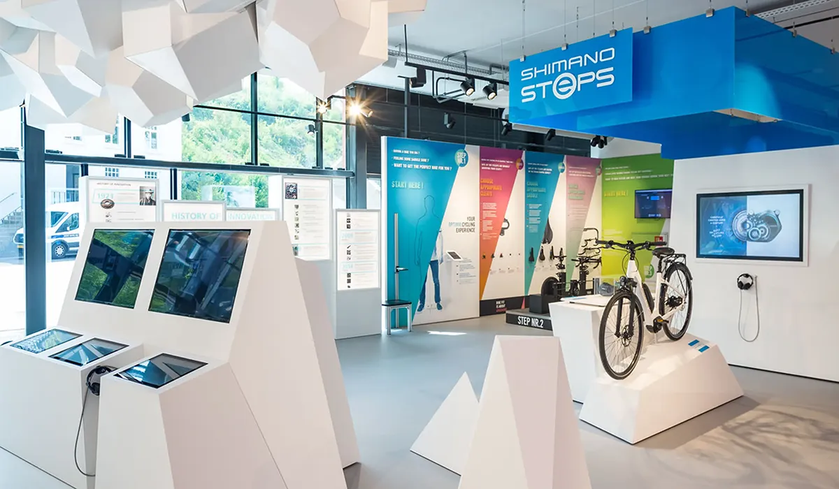 Shimano experience center with focus on brand and product experience realised by Hypsos