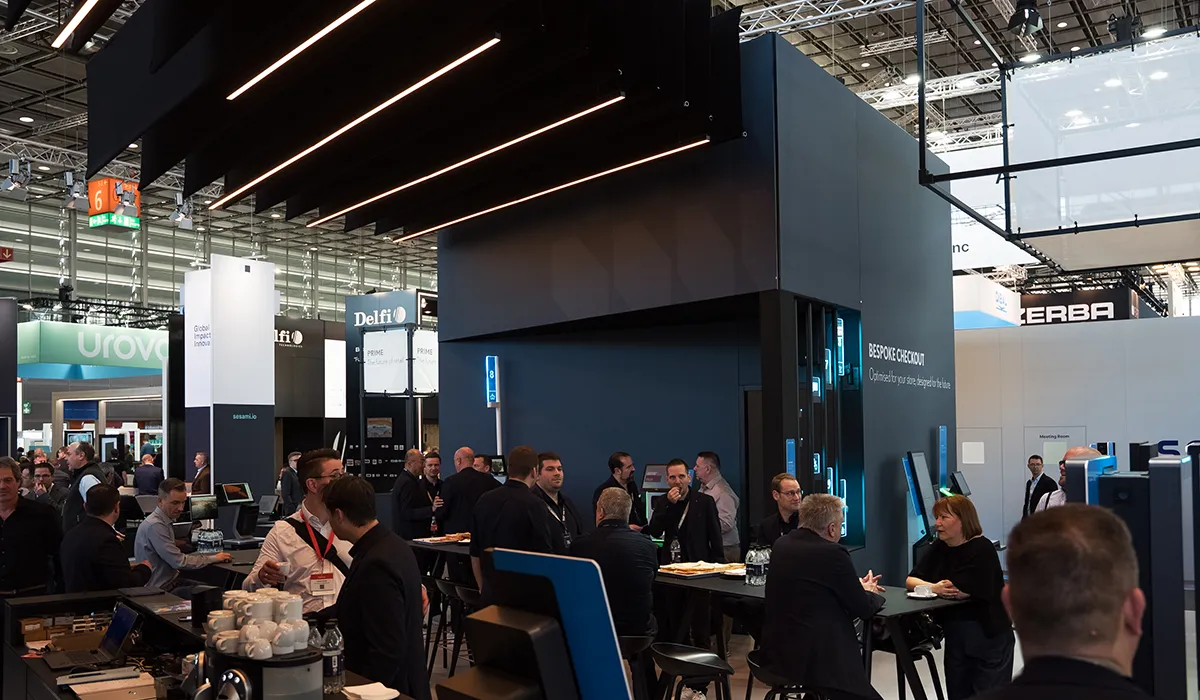 Meeting area of the Hypsos exhibition stand for client Pan Oston at Euroshop 2026