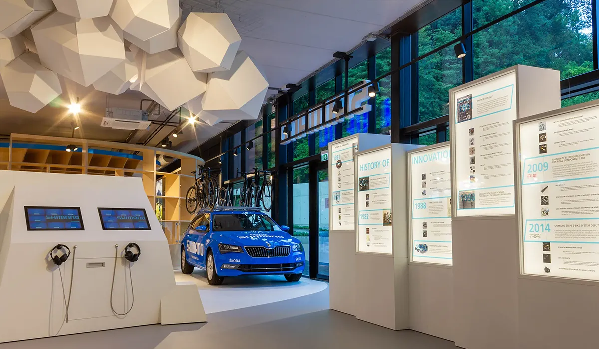 Shimano experience center with focus on brand and product experience realised by Hypsos