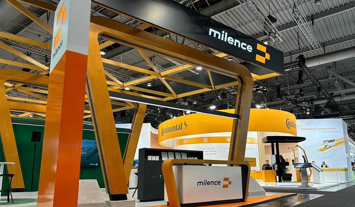 Hypsos custom exhibition design for Milence at the IAA 2024, realised by Hypsos