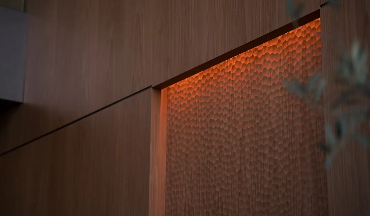 Detail of premium materials in the Oceanco brand experience at the Monaco Yacht Show 2025 by Hypsos
