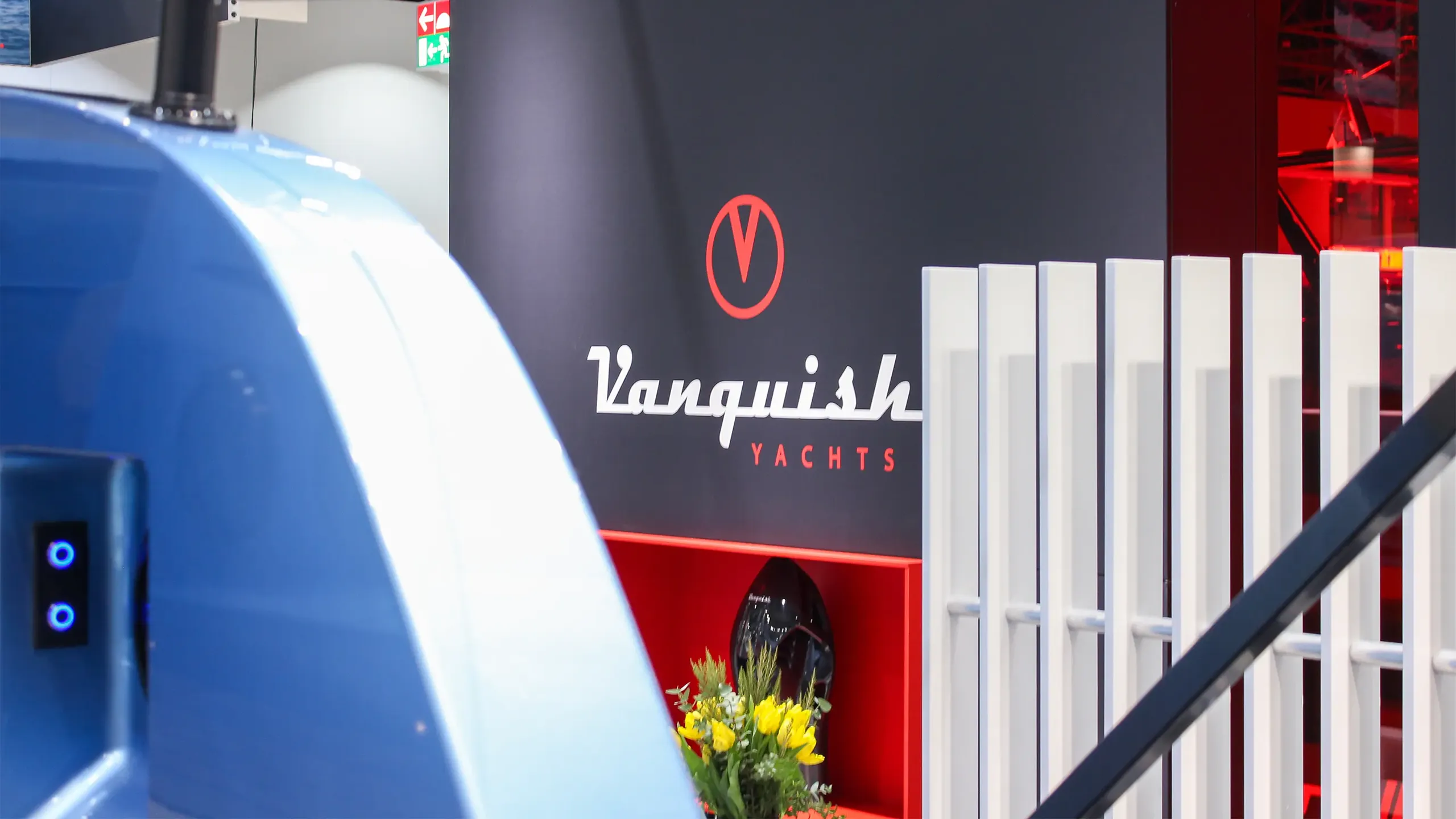 Detail of the Hypsos exhibition stand for Vanquish Yachts project at Boot Dusseldorf 2025